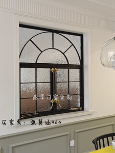 法式复古铁艺钢窗室内隔断窗户装饰造型艺术玻璃阁楼采光平开窗户