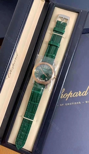【有货】萧邦Chopard Happy sport绿盘五钻半金36mm石英女表