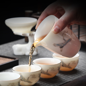 公道杯茶海单个家用陶瓷高端级茶壶公倒茶具套装功夫分茶壶羊脂玉