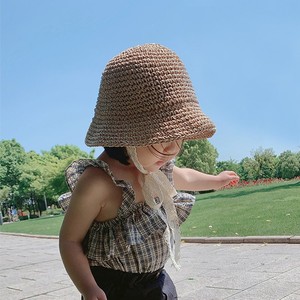 婴儿遮阳帽小月龄夏季1一3岁宝宝帽子儿童防晒渔夫帽女童海边草帽
