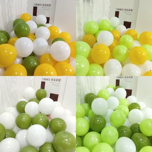 复古橄榄绿果绿豆沙绿色柠檬黄气球ins森系主题儿童生日派对布置