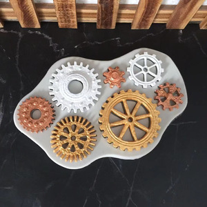 DIY 齿轮钟表转轮车轮翻糖硅胶模具 巧克力蛋糕装饰工具 烘焙工具