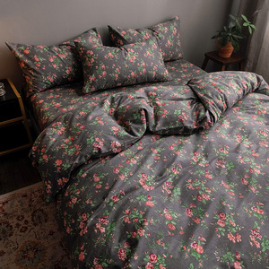爆网红全棉四件套纯棉床上床品床单北欧简约100被套18m床笠三4品