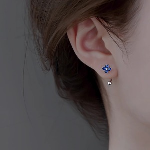 925银针蓝色四叶草耳环独特个性设计感ins简约小众高级感气质耳饰