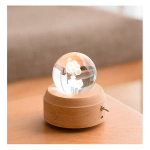 树德猪猪玻璃球水晶球夜灯音乐盒灯光摆件八音盒卡农旋转木质礼物