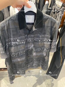 日本代购 sacai 23SS 新款 字母印花 翻领短袖衬衫