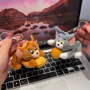 猫和老鼠公仔挂件拉线震动毛绒玩具汤姆猫钥匙扣杰瑞鼠包挂饰