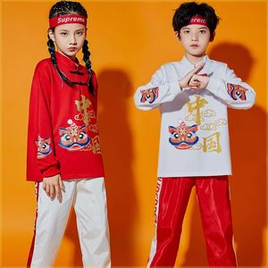 网红款儿童中国风演出服小学生幼儿秋季女新款舞蹈套装啦啦队服装