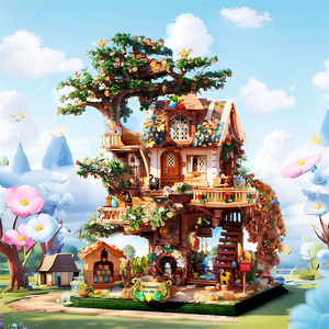 大型积木拼装樱花森林树女孩系列高难度公主城堡花房屋子玩具礼物