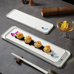 日式寿司盘刺身盘五星级酒店会所高档餐具创意平盘高颜值长条盘子