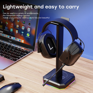 G2台式电脑耳机支架托头戴式RGB发光电竞游戏耳麦氛围灯充电架子