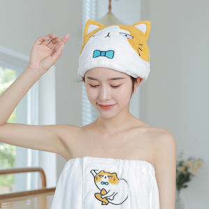 卡通猫咪干发帽超强吸水速干包头巾可爱毛巾沐浴洗澡浴帽2021新款