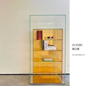 玻之里 意式极简落地收纳展示柜客厅置物架现代玻璃多层陈列书柜