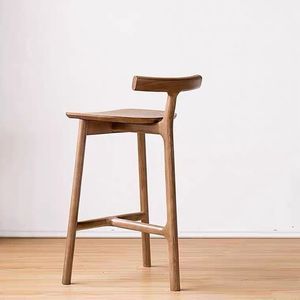 北欧实木吧椅简约现代高脚凳新中式轻奢工业风岛台椅设计师酒吧凳