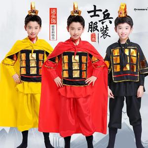 。满江红演出服儿童古代士兵盔甲花木兰六一节的衣服表演服装朗诵