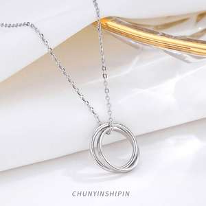Niche simple double ring necklace s925 sterling silver neckl