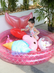 2024新款加厚pvc充气美人鱼水池家用婴幼宝宝游泳池海洋球池充气