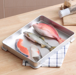 铝制防锈冰鲜盘解冻盘饺子盒三文鱼冰箱保鲜多层带盖厨房用可叠加
