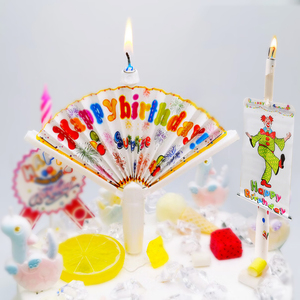扇子生日蜡烛蛋糕创意惊喜小丑儿童派对烘焙装饰氛围感布置装扮