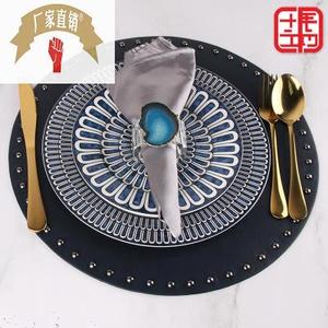 蓝色地中海餐盘套装家用西式平盘样板房餐具摆台套装西餐餐具盘套