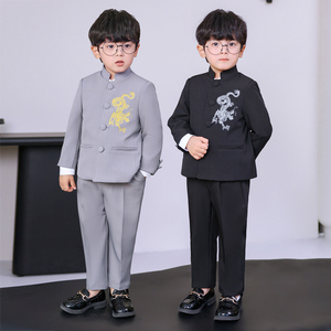 新中式五四青年中山装西装套装男童礼服主持人儿童合唱朗诵演出服