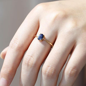新款925纯银蓝宝石戒指女 宝石单颗彩宝订婚小众设计感气质款活口