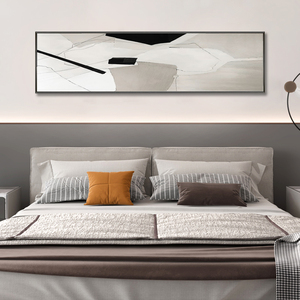 黑白灰卧室极简风格轻奢抽象床头横幅装饰画客厅沙发背景墙璧挂画