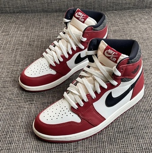 适配AirJordan1 OG白红芝加哥2022复刻做旧氧化aj1腰果花拼接鞋带