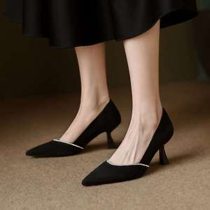 Giant elegant ~ sheepskin high heels women's shallow mouth s