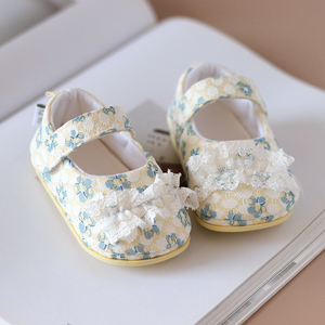 春秋女宝宝蕾丝公主鞋婴儿鞋子软底学步鞋布鞋6个月5婴幼儿8单鞋7
