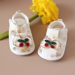 女宝宝布凉鞋0一3月婴儿鞋软底防掉夏款6个月新生儿鞋子初生公主5