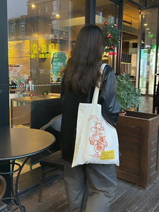自制小众梵高美术馆周边向日葵双面字母大容量薄款单肩布袋帆布包