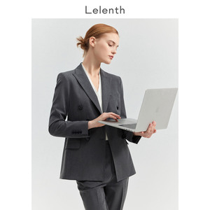 Lelenth 灰色西装套装女职业面试正装春季气质通勤高级感西服外套