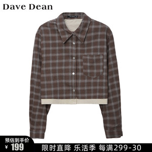 【Dave Dean 商场同款女装】下摆拼接复古格子衬衣短款外套 11266