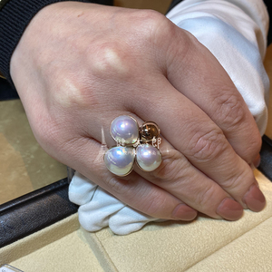 代购 TASAKI 珠宝 塔思琦 18k樱花金 马贝珍珠 戒指指环 首饰