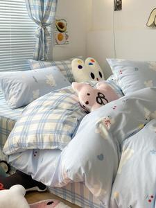 多喜爱可爱兔兔纯棉四件套少女韩系学生全棉三件套卡通1.5m1.8床