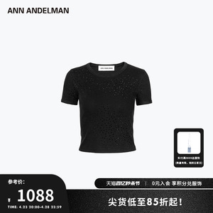 官方直营 ANN ANDELMAN 24SS春夏新款圆领水钻短袖T恤上衣