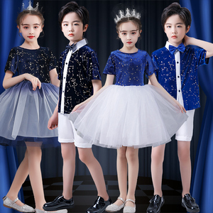 六一儿童演出服幼儿园女童舞蹈公主裙蓬蓬纱礼服星空合唱服装夏天