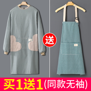 订做日式棉麻围裙家用厨房长袖罩衣女新款冬季纯棉工作服男可擦手