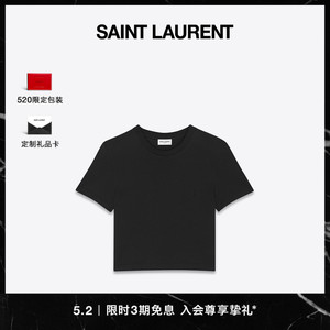 [3期免息]YSL/圣罗兰 女士黑色MONOGRAM短款T恤短袖夏季