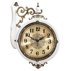 礼艺坊钟表挂钟客厅创意家用欧式金属双面静音美式装饰石英钟表