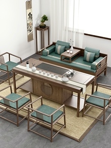 罗汉床新中式老榆木实木榻推拉两用椅沙发塌中式罗汉床茶桌椅组合