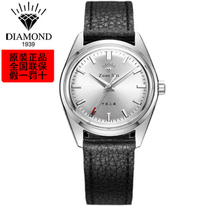 老上海钻石牌手表复古真皮表带正品简约国产腕表男士手动机械表