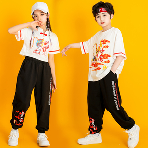 儿童六一中国风演出服小学生运动会套装街舞嘻哈潮幼儿园体操班服