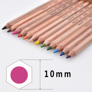 加粗原木六角杆彩色铅笔12色儿童易握大粗彩铅曼陀罗绘画笔无油漆