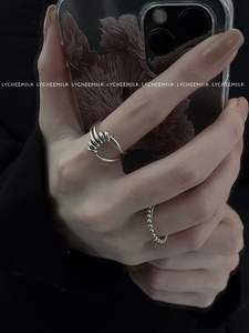 LYCHEEMILK扭绳戒指女纯银小众设计韩国品牌ins博主交叉复古打结