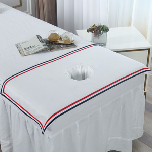 美容院专用床头带洞趴巾SPA会所按摩养生推拿熏蒸带洞纯白色洞巾