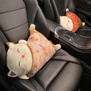汽车靠垫腰垫车内座椅腰靠背垫可爱招财猫护腰腰托办公室车用腰枕