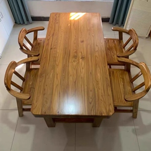 老榆木餐桌实木长方形桌子原木简约桌饭店家用板凳单桌板台大板桌