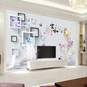 2024电视背景墙壁纸客厅中式3d立体墙贴影视墙纸装饰壁画自粘墙布